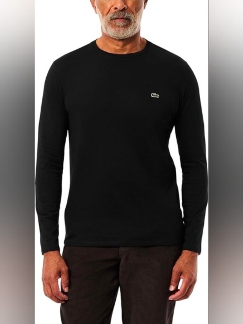 Lacoste Black Long-Sleeve Crewneck Tee with Logo